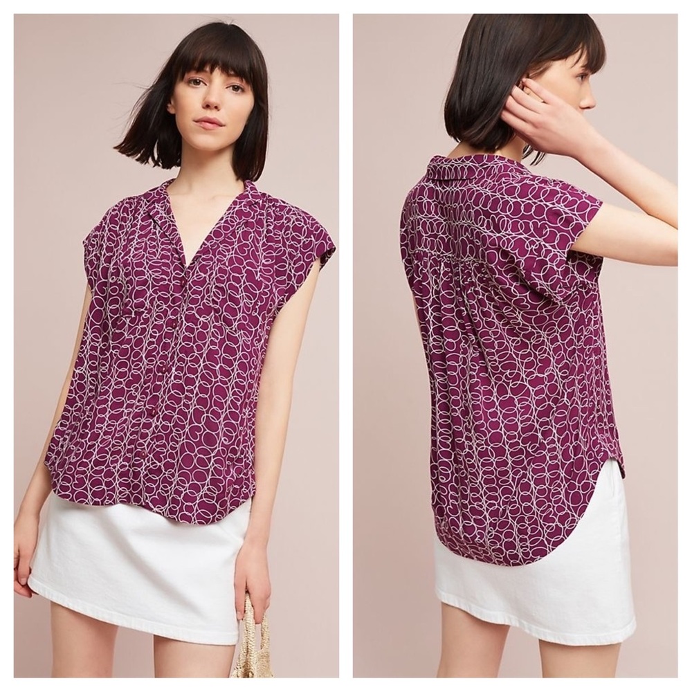 Anthropologie Maeve Raffine Button-Down Blouse